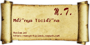 Mánya Ticiána névjegykártya